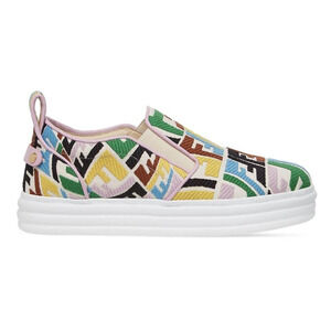 Fendi Vertigo Multicolor FF Logo Platform Low Top Trainer Slip On Sneaker 36